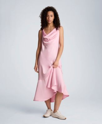 Women's Asymmetrical Hem Cowl Neck Slip Dress