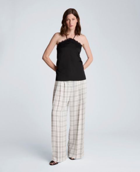 Женские брюки Kenneth Cole Wide-Leg Triple Pleated, цвет: Белый / Чёрный