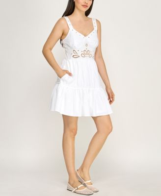 Juniors' Sleeveless Fit and Flare Dress