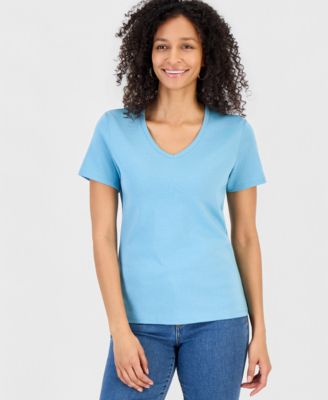 Women's Cotton Short Sleeve V-Neck Top
