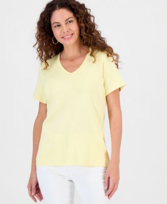 Women's Cotton Short Sleeve V-Neck Top