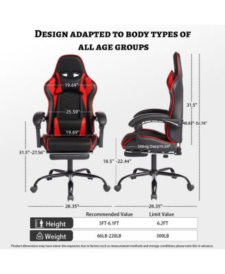 Streamdale Ergonomic Gaming Chair with Footrest & Lumbar Support
