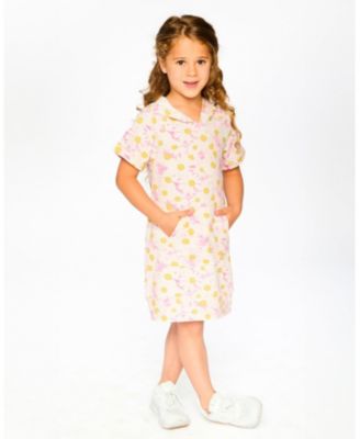 Toddler Girls French Terry Hooded Dress Printed Daisies