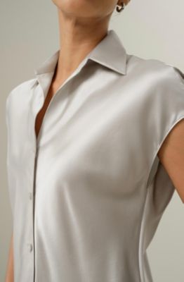 Women's Bias Cut Cap-Sleeve Silk Shirt