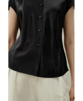 Women's Bias Cut Cap-Sleeve Silk Shirt