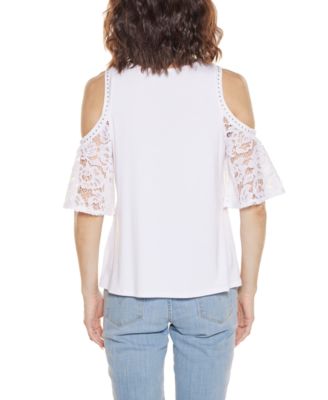 Women's Crochet Lace Cold Shoulder Top