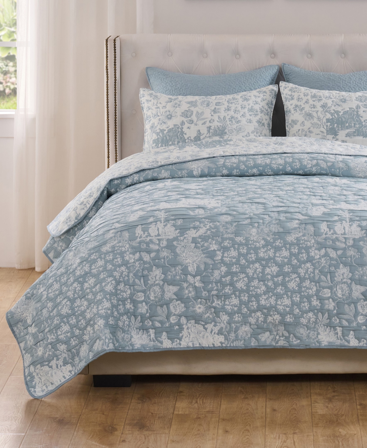 Greenland Home Fashions Toile Patch Reversible 3-Pc. Coverlet Set
