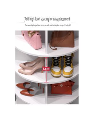 8 Tier Rotating Shoe Rack Tower, Vertical Display Stand Round Carousel, Shoe Storage Organizer for Entryway