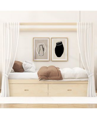 Wooden Canopy Bed with Storage Drawers, King size