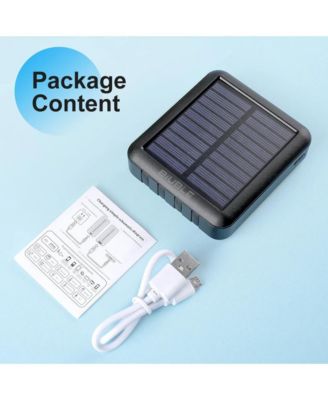 20000mAh Solar Charging Power Bank Fast Charger for Cell Phone Build-in 4 Cables, Strong LED Light, USB Cable, Micro Cable, Type C Cable, LT Cable