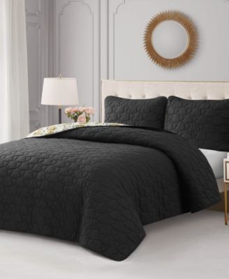 Cheetah Doodle Hearts Reversible 3-Pc. Quilt Set, King