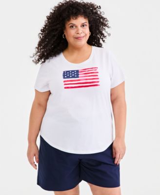 Style & Co Plus Size Perfect Short-Sleeve Open-Crewneck T-Shirt