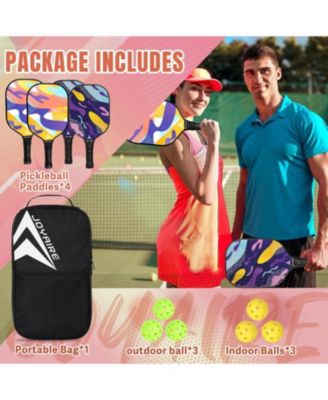Pickleball Paddles Set of 4 USAPA Approved Carbon Fiber, 7.5OZ Lightweight Honeycomb Core, 4 Pickleball, Portable Bag for Beginners