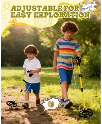 Kids Metal Detector with 7.4 Inch Waterproof Coil & LCD Display, 1.1lb Lightweight, 24-35 Inch Adjustable Foldable for Boys & Girls
