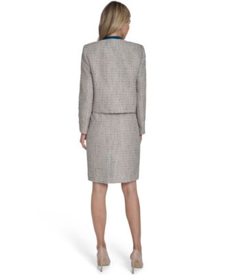 Petite Collarless Open Front Jacket