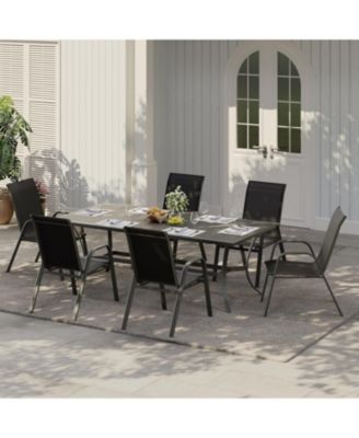 Patio Chairs Set of 6, Outdoor Stackable Dining Chairs with Textilene Fabric