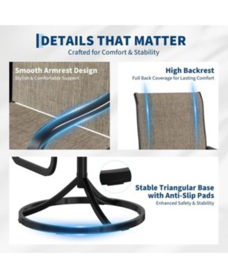 Patio 360°Swivel Chairs Set of 2，Outdoor Rocking Dining Chairs with All-Weather Textilene Fabric, Deck Rocker Seat with High Back for Backyard