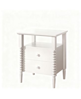 French Rustic Nightstand with Charging, Storage & Multi-Functional Use