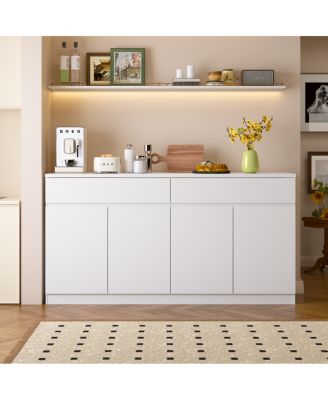 Streamdale Sideboard Buffet Cabinet with Storage, Large Kitchen Cabinet with 2 Drawers, White