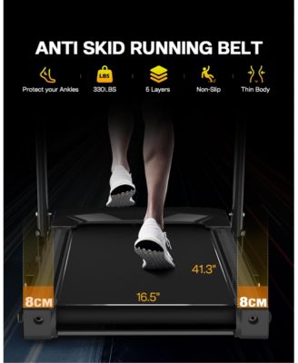 3-Level Incline Folding Treadmill for Home, Running Machine with Bluetooth Speakers, Compact Treadmill with 330lbs Capacity