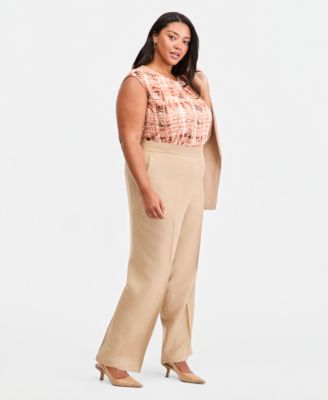 Plus Size High-Rise Press-Pleat Wide-Leg Pants 