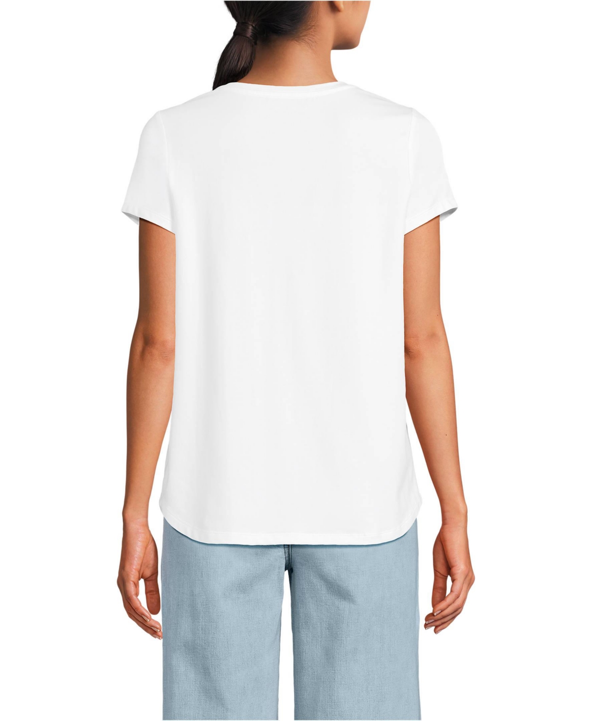 Lands' End Women's Short Sleeve Lightweight Jersey Scoop Neck T-shirt