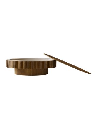 Streamdale 47" Oval Storage Coffee Table - Solid Wood Veneer, Brown