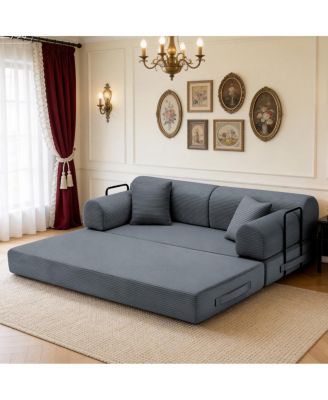 Corduroy Convertible Sleeper Sofa Bed with Pillow