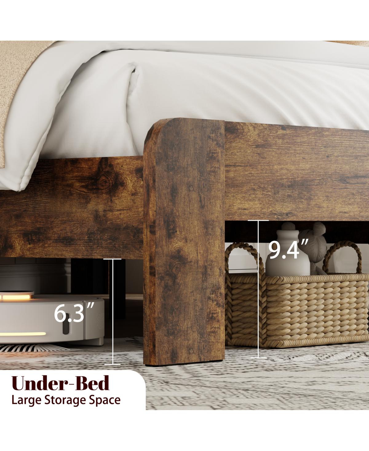 Streamdale Furniture Metal Bed Frame w/Charging Station - No Box Spring Needed