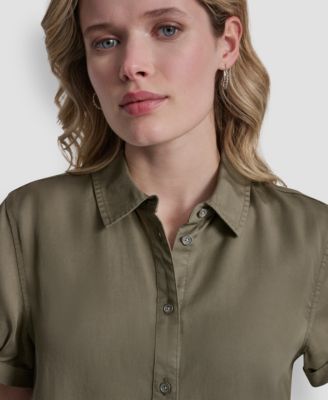 Women's Print Rolled Short-Sleeve Shirt