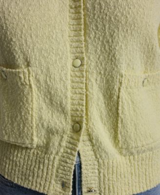 Women's Crewneck Front-Enamel Button Cardigan