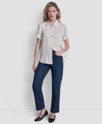 Women's Print Rolled Short-Sleeve Shirt