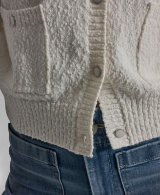 Women's Crewneck Front-Enamel Button Cardigan