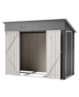 4x8 Slope-Roof Reinforced Storage Shed with Weatherproof Roof & Vents