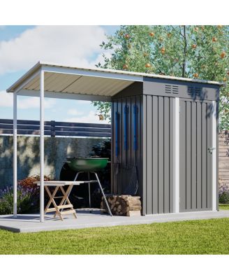 Durable 5x3FT Galvanized Steel Shed & Gazebo Combo
