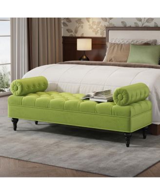  Elegant Tufted Bench with Two Pillows