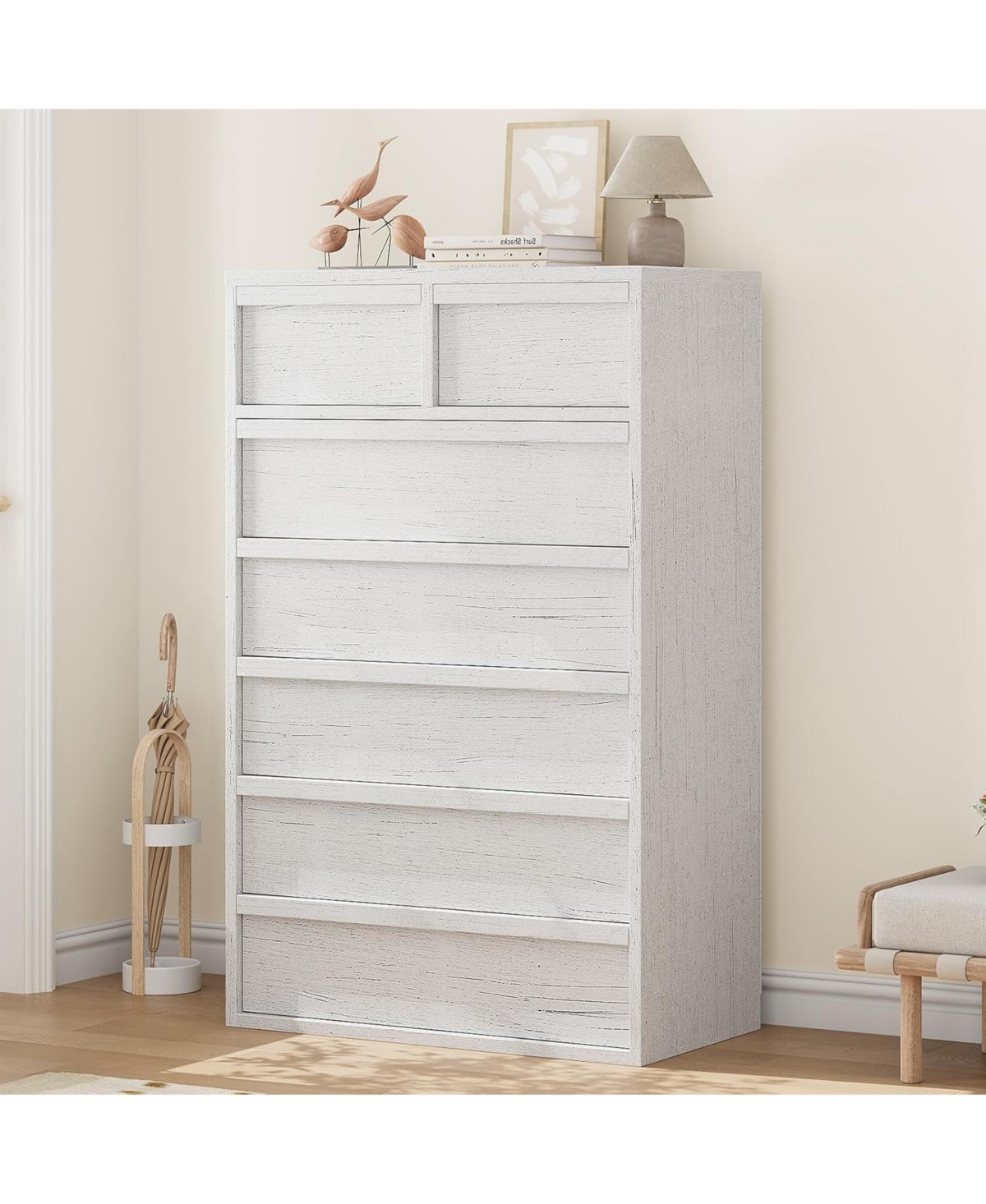 gaomon 7 Drawer Dresser for Bedroom, 46 in Tall Modern 7 Chest of Drawers with Large Drawers Storage, Wooden Dresser Organizer