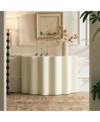  Fiberglass Entryway Table for Living Room, Narrow Console Table, Modern Wavy Design