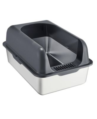 Deep 6" Odor-Free Cat Litter Box with Filter Mat & Foot Scraper