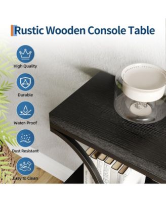 39 Narrow Console Tables for Entryway, Industrial 3-Tier Sofa Table with Round Metal Base and Storage Shelves for Living Room, Hallway, Foyer