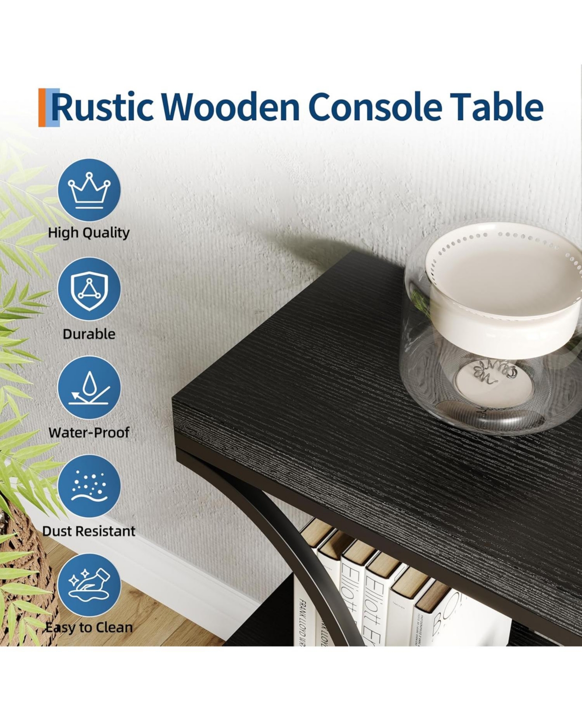 Gaomon 39 Narrow Console Tables for Entryway, Industrial 3-Tier Sofa Table with Round Metal Base and Storage Shelves Living Room, Hallway, Foyer