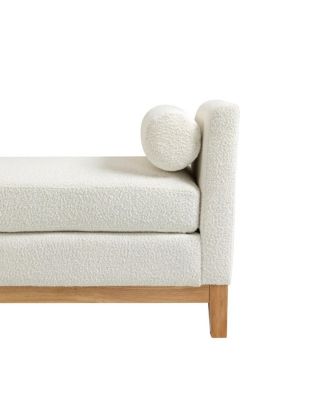  Elegant Upholstered Bench with Wood Legs & 2 Bolster Pillows