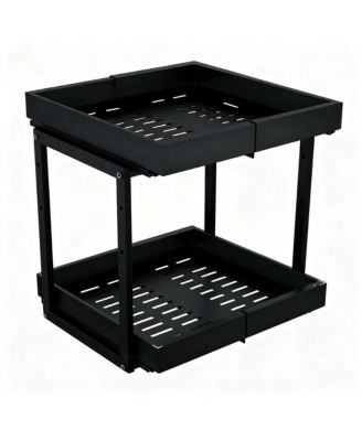 Adjustable Width & Height Cabinet Organizer with Smooth Sliding Drawers