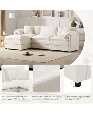 Chenille Modular Sectional Sofa with Deep Wide Seat & Double Cushions