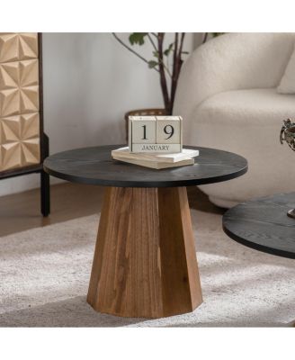 Round Coffee Table - Sturdy Wooden Tea Table for Living Room