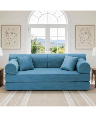 Convertible Sleeper Sofa Bed with Pillow, Corduroy Folding Mattress Couch
