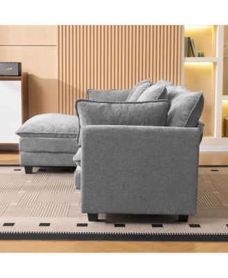 3-Seat Sectional Sofa with Storage Ottoman for Living Room