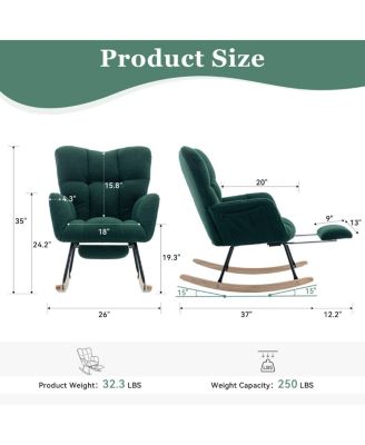 Teddy Fabric Leisure Rocking Chair with Adjustable Footstool