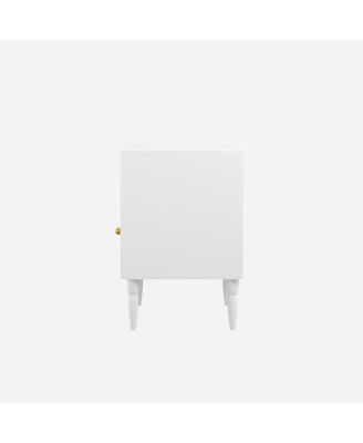 Modern White Nightstand with Drawer & Open Shelf, Bedside Table