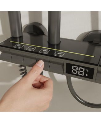 3-Spray Shower Faucet 2.5 GPM with Button Control, LED Display, and 3-Mode Hand Shower